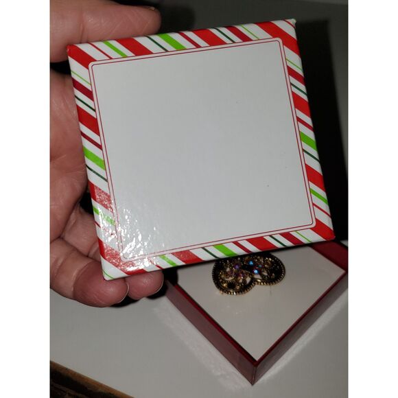 Genuine Crystal Heart Shaped Pin Brooch Recycled Materials Gold Tone Metal - Picture 5 of 10